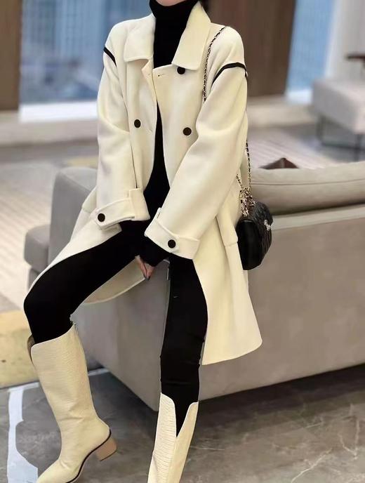 【高端系列】2265款100%羊毛肩部撞色双面尼大衣外套-喜出 商品图0