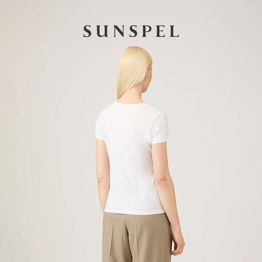 SUNSPEL女士经典款Supima匹马棉圆领T恤春夏舒适简约休闲透气 商品图3