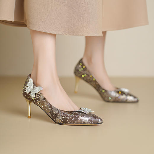 OLD  2559新中式国风高跟鞋细跟气质尖头单鞋 商品图1