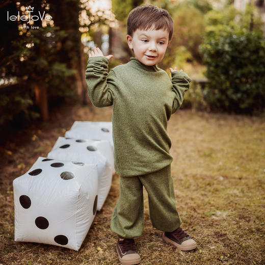 【云优选】lelejove儿童针织套衫25秋宝宝半高领打底衫细腻精梳棉针织衫裤子 商品图2
