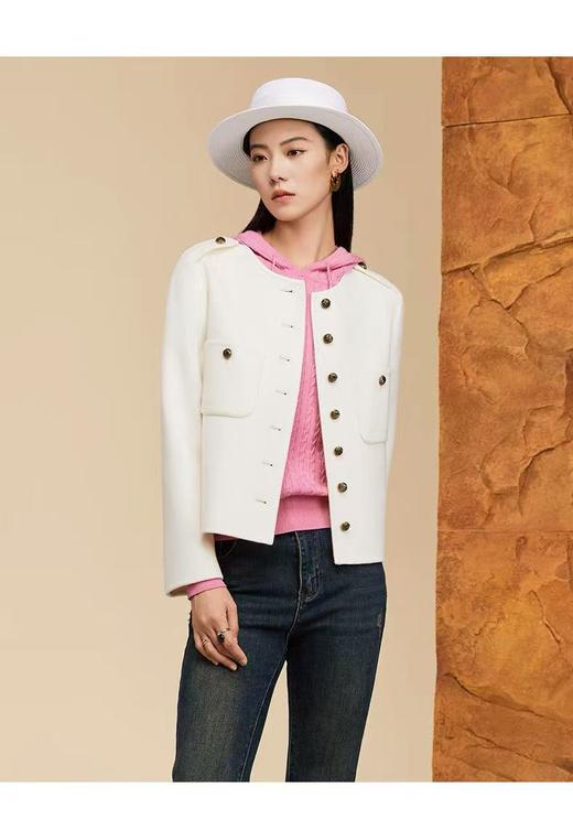 【高端系列】手工定制2059款90%超细羊毛➕10%山羊绒短款小香风双面尼大衣-喜出 商品图2