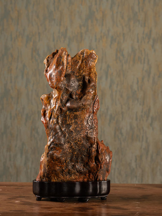 清	魏戫款彩灵璧石天柱峰山子 赏石（红木座） 商品图3