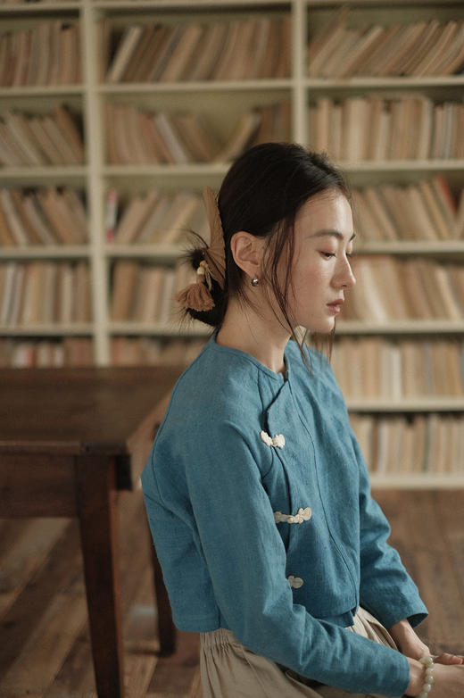 手织古布&植物蓝染 - 中式对襟盘扣小褂 商品图5
