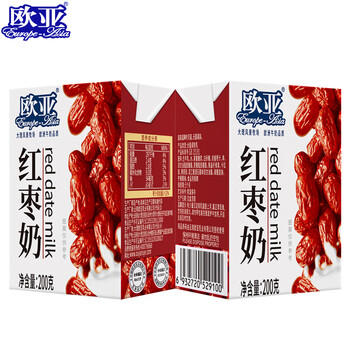 欧亚红枣牛奶200g*21盒 云南大理高原牧场 营养早餐奶  /水饮冲调 /常温奶 /风味奶 商品图2