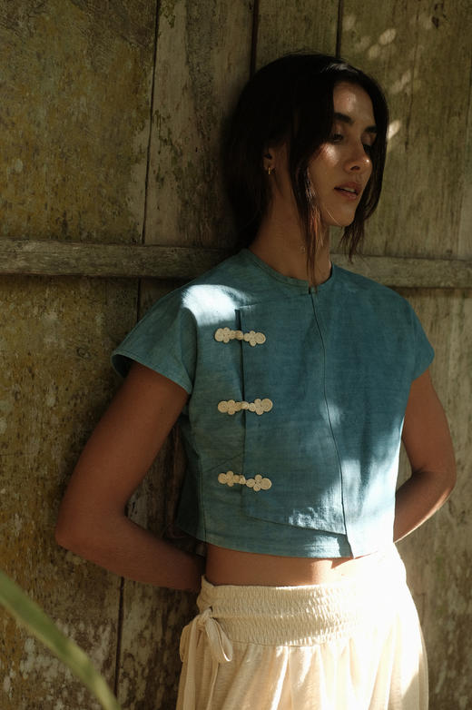 手织古布&植物蓝染 - 中式对襟盘扣小褂 商品图11