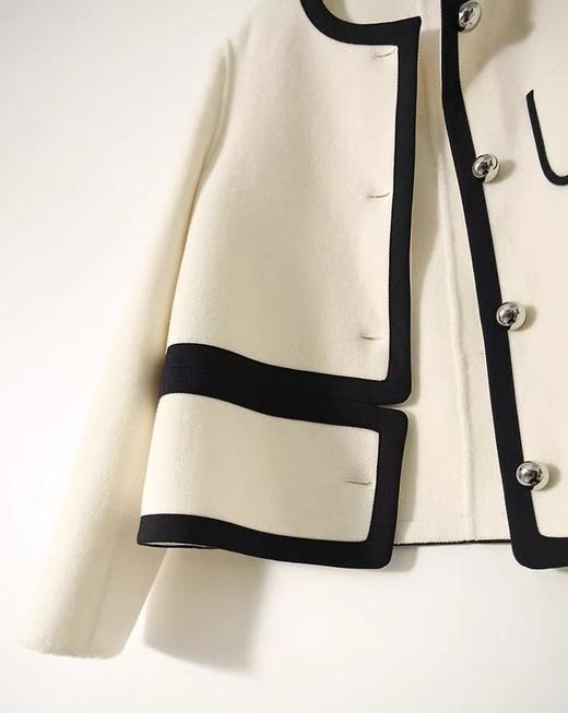 【高端系列】2088款90%超细羊毛➕10%山羊绒短款小香风双面尼大衣-喜出 商品图7