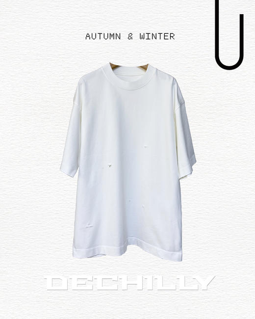 T530812616纯色破坏短袖T恤 商品图0