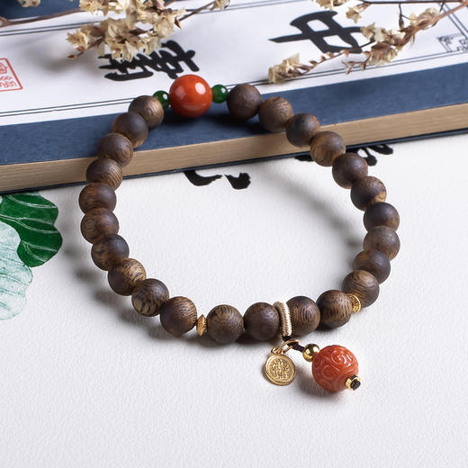 xy0532沉香+南红回纹珠提溜手串 商品图3