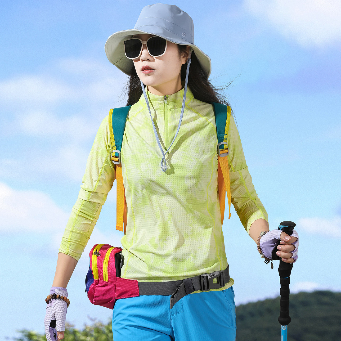 【特价】艾步者户外冰感弹力防晒速干衣女 轻薄透气运动跑步快干衣春夏球三季