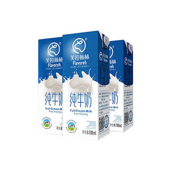 芙拉薇赫新疆纯牛奶200ml*16盒整箱学生奶西门塔尔全脂生牛乳儿童早餐奶 /水饮冲调 /常温奶 /基础牛奶 商品图3
