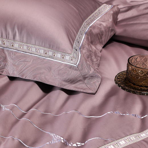 80支长绒棉染色提花四件套-云璃（紫） 商品图6