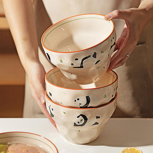 摩登主妇mototo熊猫面碗家用2025新款斗笠泡面碗个人专用拉面汤碗 商品图0