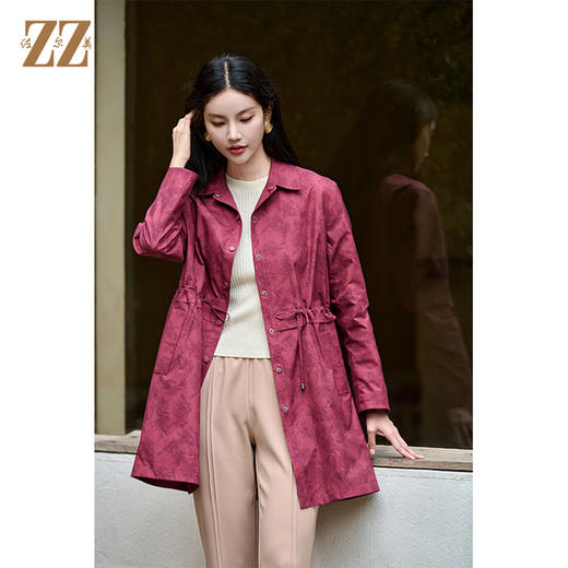 佐尔美经典复古气质抽绳中长款风衣外套女M43FZ20 商品图3