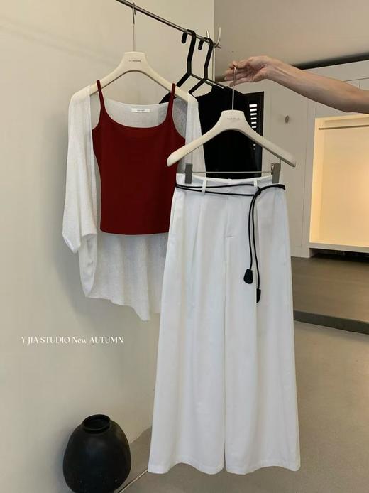 【GZ】无忧购蝙蝠袖天丝防晒开衫+纯色吊带背心+宽松慵懒松弛感休闲裤套装(配腰绳) 8206（截单后3-5天发货) 商品图8