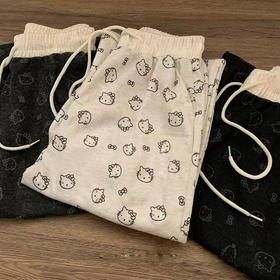 【女童秋款印花阔腿裤】巴比童装儿童外穿蝴蝶结打底裤子宝宝弹力直筒休闲长裤★