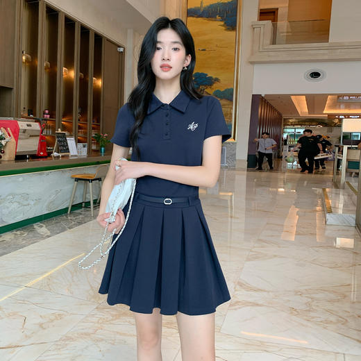 奢姿大码女装20265年夏季胖妹妹时尚学院风刺绣Polo领短袖连衣裙9952880120 商品图2