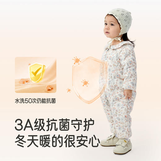 【商场同款】英氏童装羽绒服秋冬保暖女童连体羽绒服外出防寒哈衣超韧绒 商品图1