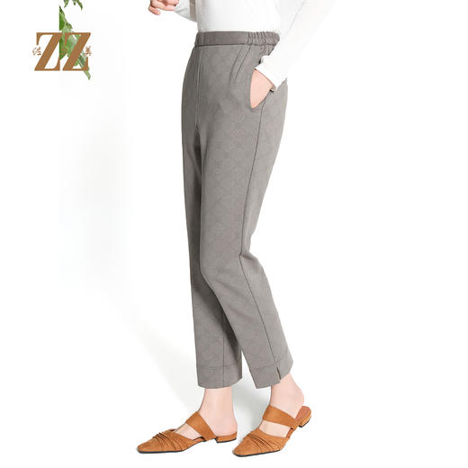 佐尔美经典气质高腰显瘦菱形格休闲裤长裤女M43KC25 商品图3