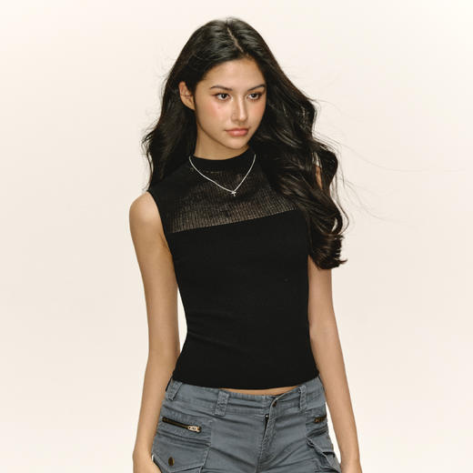 Ariseism 美式复古设计感微透背心女夏季新款修身上衣 商品图2