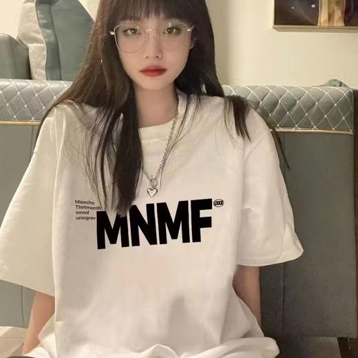 【宽松舒适！港风简约印花T恤】潮流百搭不易变形，纯棉T恤不易褪色，夏季小众美式风字母印花短袖女L 商品图0