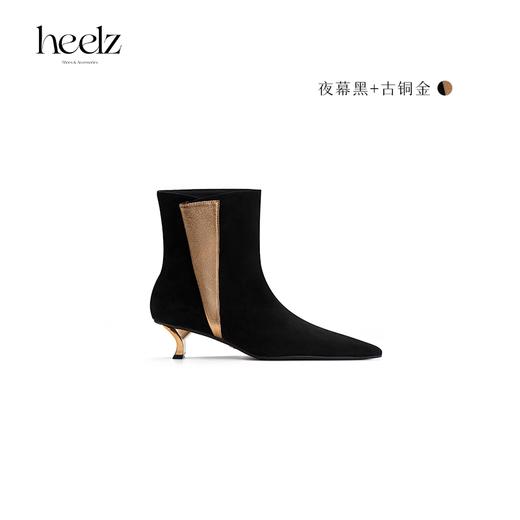 heelz设计师手工鞋履 ｜折蝶靴-折纸艺术羊翻毛皮时装短靴4.5公分 商品图3