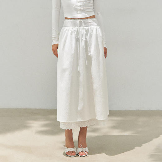 Ariseism 美式复古高级感白色蕾丝半身裙女秋季新款裙子 商品图1