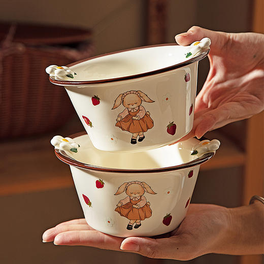 摩登主妇赫拉兔面碗泡面碗家用陶瓷汤碗个人专用方便面碗可爱餐具 商品图1