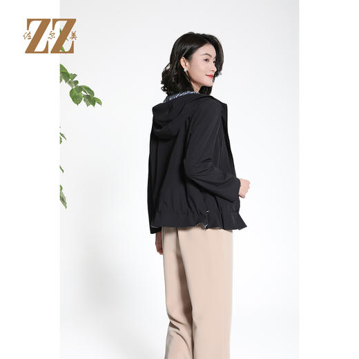 佐尔美秋季上新几何印花连帽显高显瘦百搭休闲上衣女M43FD13 商品图2