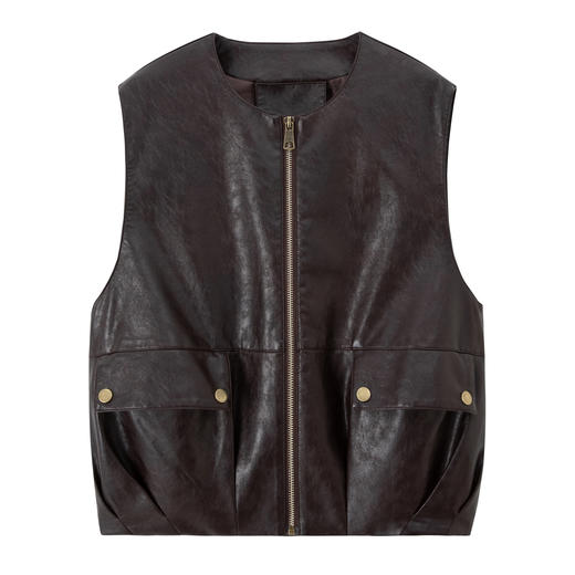 WAY81022025新款时尚宽松皮衣外套女短款小个子高级感机车服皮夹克上衣 商品图3