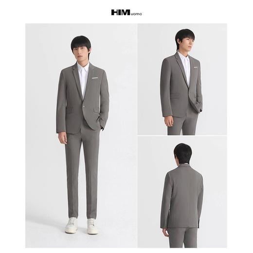 HIM漢崇 套装西装 男士修身高级感时尚商务正装咖啡色西服外套 商品图3