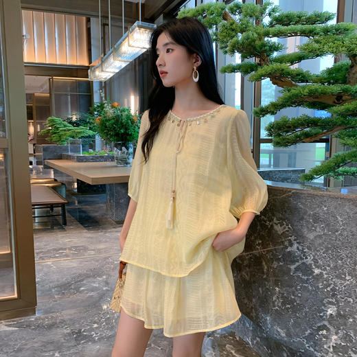 奢姿大码女装2025夏季胖妹妹时尚流苏系带设计波西米亚风两件套9952969868 商品图0