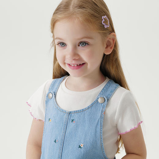 马克珍妮女童刺绣裙子纯棉牛仔背带裙 儿童连衣裙春装新款240109 商品图2
