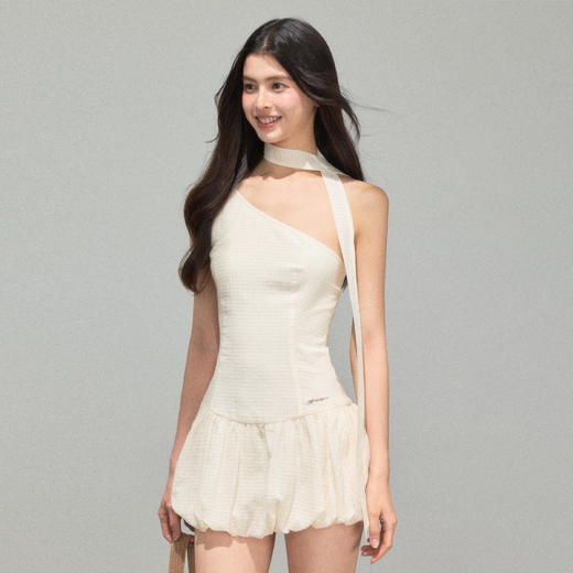 Ariseism 美式复古米色带挂脖连衣裙女夏季新款裙子 商品图2