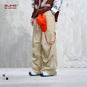 BJHG不计后果美式凉感伞兵工装裤男款夏季新品阔腿轻薄垂感运动裤