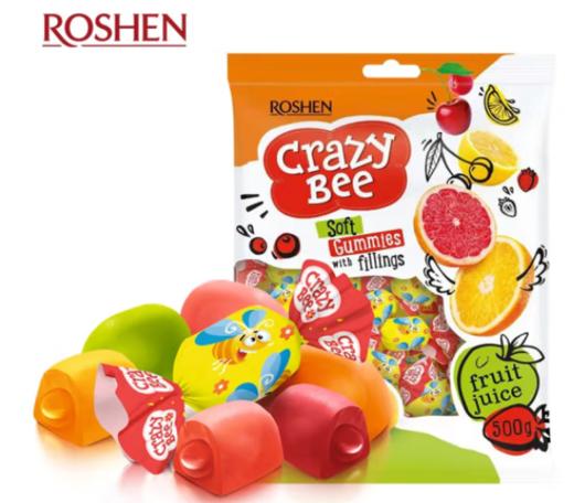 【中欧班列精选】俄罗斯糖果  俄罗斯进口包装 夹心爆浆 水果口味 小蜜蜂软糖500g/袋 商品图0