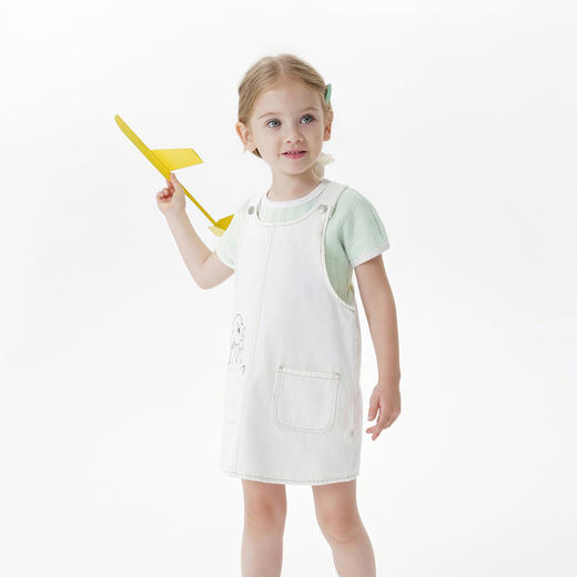 马克珍妮女童刺绣裙子纯棉牛仔背带裙 儿童连衣裙春装新款240109 商品图1