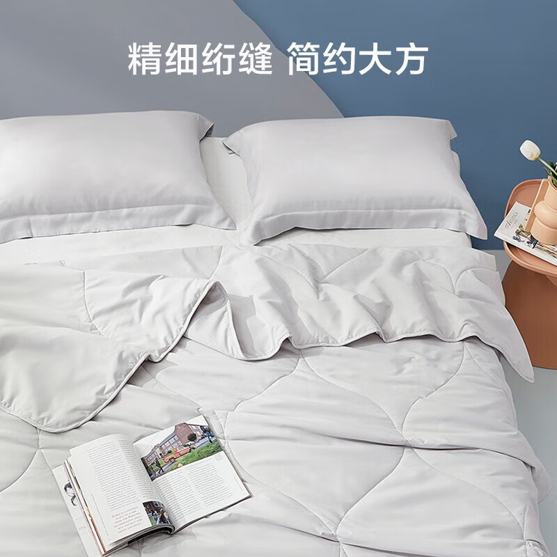 罗莱XS- 缅柔A类抗菌纤维水洗夏被-灰色