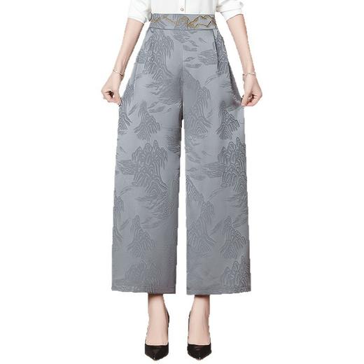 妈妈大码新款提花百搭高腰阔腿裤夏季休闲宽松中老年时尚国风裤子 商品图4