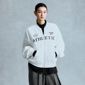 GOODBAI ATHLETIC粗体logo印花棒球领拉链长袖卫衣外套