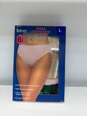 瑕疵Felina 女士匹马棉混纺蕾丝腰边弹力柔软舒适透气三角内裤六条装（实际4条）