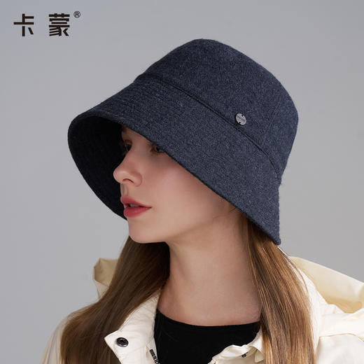卡蒙绵羊毛后开口简约渔夫帽可扎马尾日常百搭盆帽KM-5279 商品图3