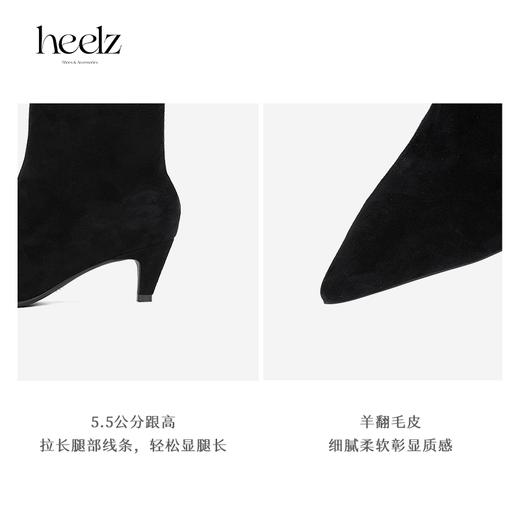 「奥黛丽」heelz设计师手工鞋履 ｜羊翻毛皮 小黑靴 5.5 公分 商品图4