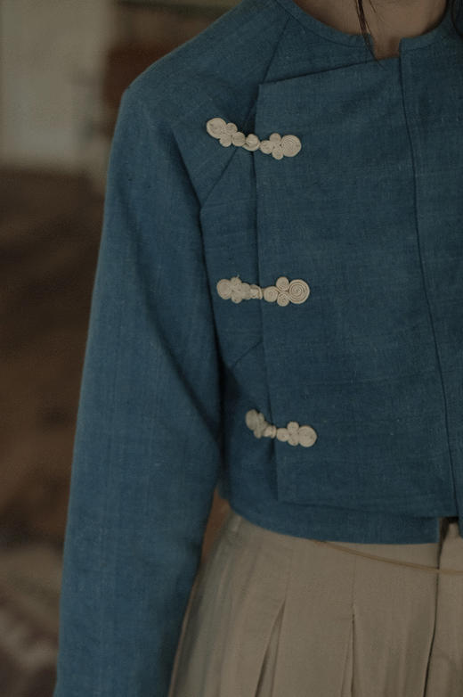 手织古布&植物蓝染 - 中式对襟盘扣小褂 商品图6