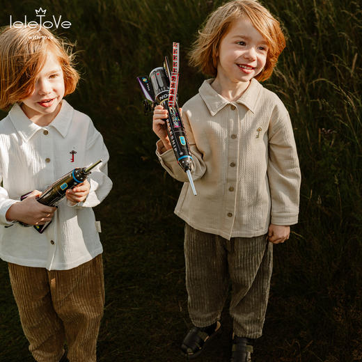 【云优选】lelejove北欧风儿童衬衫25早秋宝宝肌理感纯色翻领衬衫长袖上衣 商品图0