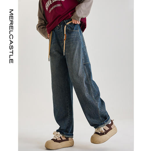 女童牛仔裤春秋款2024新款儿童初中生秋季长裤女大童秋装直筒裤子 商品图2