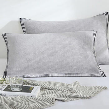 竹一百 竹纤维亲肤柔软吸汗枕巾一对情侣成人枕头巾两条装50*72cm灰色*2 商品图1