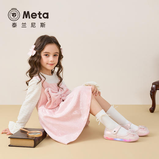 泰兰尼斯meta皮鞋新款闪灯鞋公主水晶鞋童鞋儿童洋气单鞋女童宝宝  M03X5C7445 商品图5
