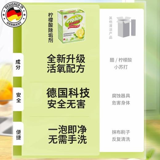 【中欧班列】【厨房除垢推荐】德国欧德曼柠檬酸除垢剂5克*15片/盒 商品图3