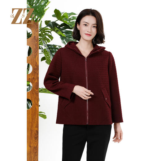 佐尔美经典老钱风连帽风衣压花外套女M43FD24 商品图2