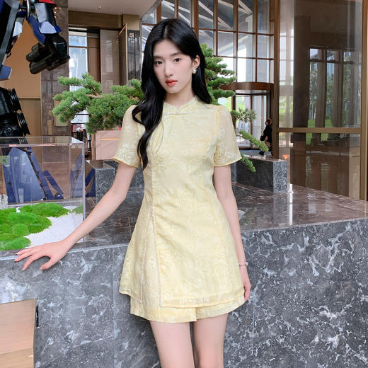 奢姿大码女装2025夏季气质国风碎花套装胖妹妹典雅减龄旗袍两件套9952953502 商品图0